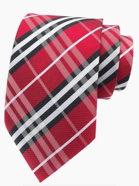 Mens 3.15" Wide Plaid/Striped Woven Jacquard Classic tie for Business, Weddings